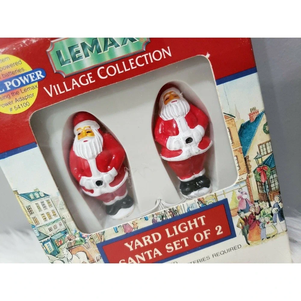 NEW LEMAX VILLAGE CHristmas YARD LIGHTS SANTA SET 2 blow mold vintage lawn decor
